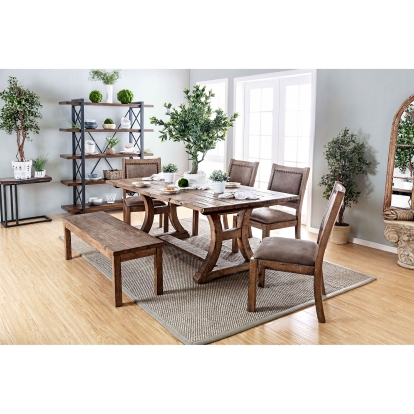 Gianna Rustic Oak/Brown 77" Dining Table Model CM3829T-77-TABLE by Furniture of America