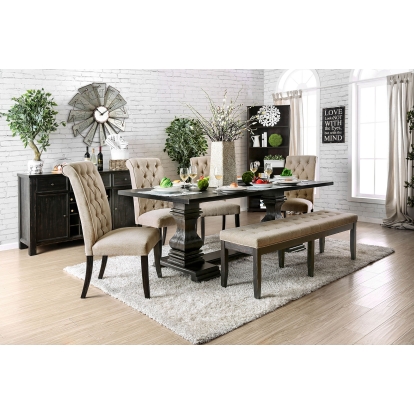 Nerissa Rustic Antique Black 7 Piece Dining Table Set Model CM3840T-7PC by Furniture of America