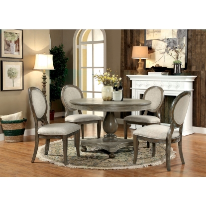Kathryn Transitional Rustic Dark Oak Round Dining Table Model CM3872RT-TABLE by Furniture of America