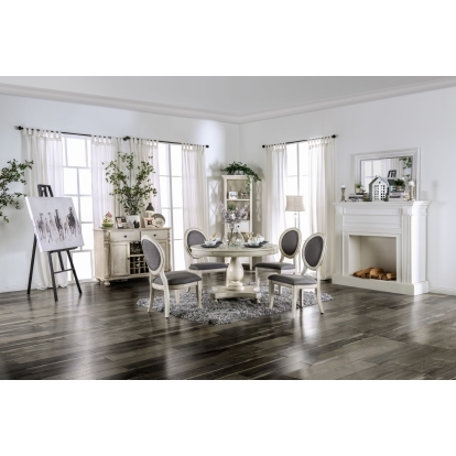 Kathryn Transitional Antique White Round Dining Table Model CM3872WH-RT-TABLE by Furniture of America