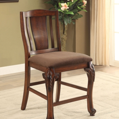 Johannesburg Traditional Brown Cherry/Brown Counter Height Chair (Set of 2) Model CM3873PC-2PK by Furniture of America