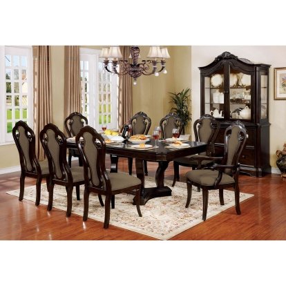 Rosalina Transitional Walnut 7 Piece Dining Table Set (Includes 2 Arm Chairs & 4 Side Chairs) Model CM3878T-7PC by Furniture of America