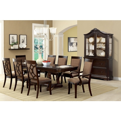 Rosalina Transitional Walnut 7 Piece Dining Table Set (Includes 2 Arm Chairs & 4 Side Chairs) Model CM3878T-7PC-3663 by Furniture of America