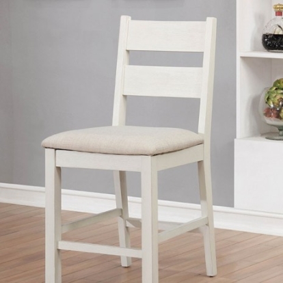Furniture of America Glenfield Transitional Fabric Solid with Wood Veneer Wire-Brushed Cream Counter Ht. Chair (2-Ctn) Model CM3882PC-2PK