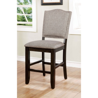 Teagan Transitional Dark Walnut/Gray Counter Height Chair (Set of 2) Model CM3911PC-2PK by Furniture of America