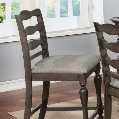 Furniture Of America Theresa Transitional Fabric, Solid Wood, Wood Veneer, Others Gray/Light Gray Counter Ht. Chair (2/Ctn) | CM3912GY-PC-2PK