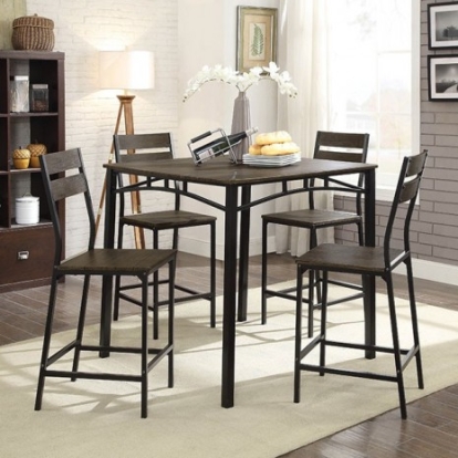 Furniture of America Westport Industrial Metal with Wood Antique Brown-Black 5 Pc. Counter Ht. Table Set Model CM3920PT-5PK