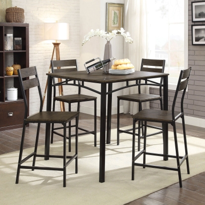 Westport Industrial Antique Brown/Black 5 Piece Counter Height Table Set Model CM3920PT-5PK by Furniture of America