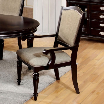 Harrington Transitional Dark Walnut/Tan Arm Chair (Set of 2) Model CM3970AC-2PK by Furniture of America