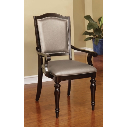 Harrington Transitional Dark Walnut/Pewter Arm Chair (Set of 2) Model CM3970GL-AC-2PK by Furniture of America