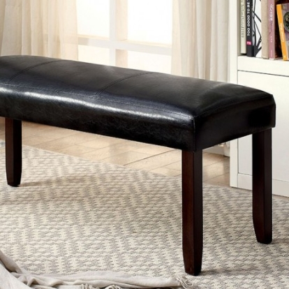 Furniture of America Brent Transitional Leatherette Solid with Wood Dark Cherry-Espresso Bench Model CM3984DK-BN