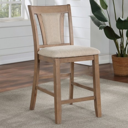 Furniture Of America Upminster Transitional Fabric, Solid Wood, Wood Veneer, Others Natural Tone/Beige Chair (2/Ctn) | CM3984NT-PC-2PK