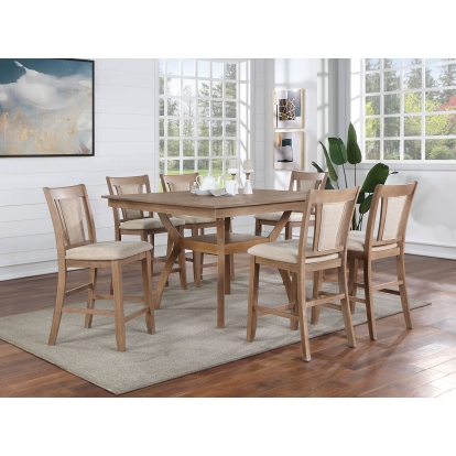 Upminster Transitional Natural Tone/Beige 7 Piece Counter Height Table Set Model CM3984NT-PT-7PC by Furniture of America