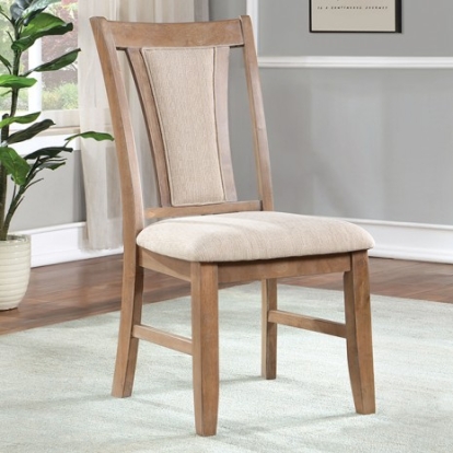 Furniture Of America Upminster Transitional Fabric, Solid Wood, Wood Veneer, Others Natural Tone/Beige Chair (2/Ctn) | CM3984NT-SC-2PK