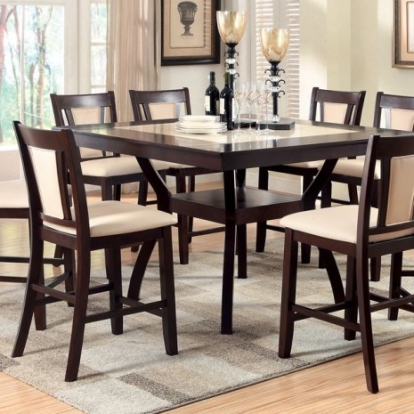 Furniture of America Brent Transitional Leatherette Solid with Wood Veneer Dark Cherry-Ivory Counter Ht. Table Model CM3984PT