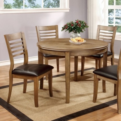 Furniture of America Dwight Transitional Solid with Wood Veneer Natural Tone 48" Round Table Model CM3988NT-RT-48