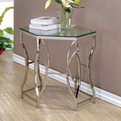 Furniture of America Zola Contemporary Metal Tempered Glass Chrome End Table Model CM4160E