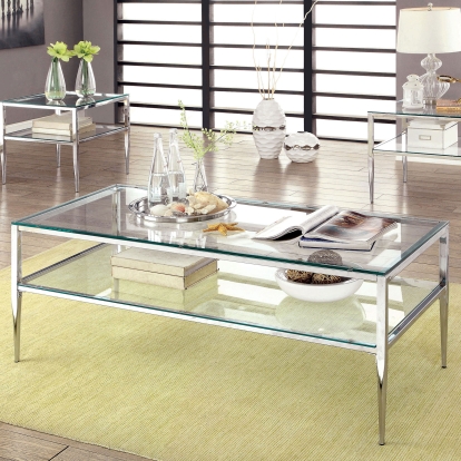 Tanika Contemporary Chrome Coffee Table Model CM4162CRM-C-PK by Furniture of America