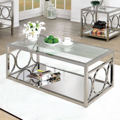 Furniture of America Rylee Contemporary Metal Tempered Glass Chrome Coffee Table Model CM4166CRM-C