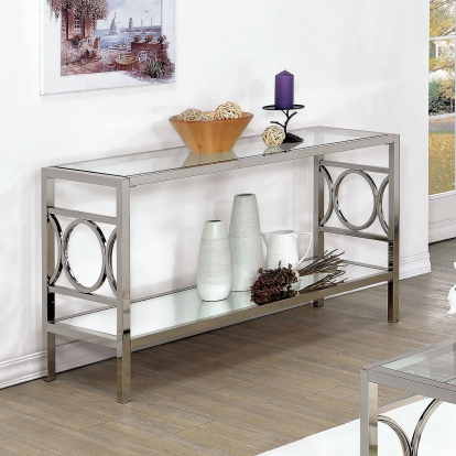 Rylee Contemporary Chrome Sofa Table Model CM4166CRM-S by Furniture of America