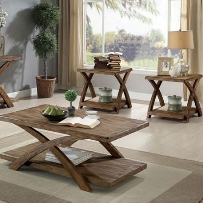 Furniture of America Bryanna Rustic with Wood Antique Light Oak 3 Pc. Set Model CM4178-3PK