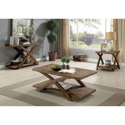 Bryanna Rustic Antique Light Oak 3 Piece Set (1C-2E) Model CM4178-3PK by Furniture of America