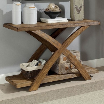 Furniture of America Bryanna Rustic Solid with Wood Veneer Antique Light Oak Sofa Table Model CM4178S