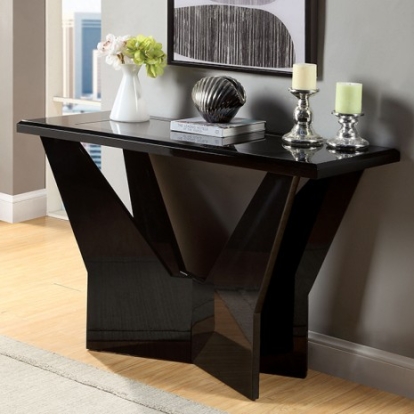 Furniture of America Dubendorf Contemporary Glass Black Sofa Table Model CM4183BK-S