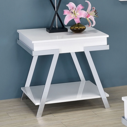 Titus Contemporary White/Chrome End Table Model CM4193WH-E by Furniture of America