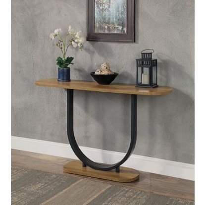 Furniture of America Olbia Industrial Steel Paper Veneer Rustic Oak-Sand Black Sofa Table Model CM4199A-S