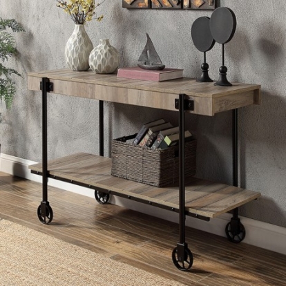 Furniture of America Lobb Industrial Steel Paper Veneer Natural Tone-Black Sofa Table Model CM4217A-S