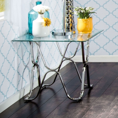 Vador Contemporary Chrome End Table Model CM4229E-PK by Furniture of America