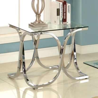 Luxa Contemporary Chrome End Table Model CM4233E-PK by Furniture of America