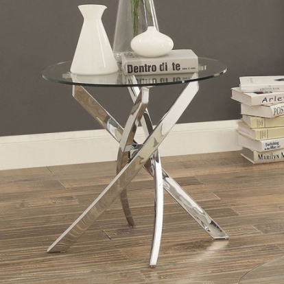 Furniture of America Laila Contemporary Metal Tempered Glass Chrome End Table Model CM4241E-TABLE