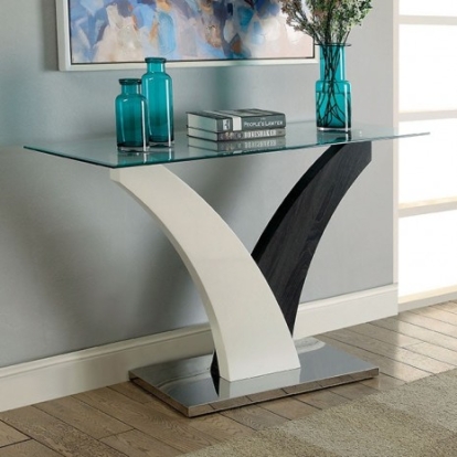 Furniture of America Sloane Contemporary Glass Stainless Steel White-Dark Gray-Chrome Sofa Table Model CM4244S-TABLE