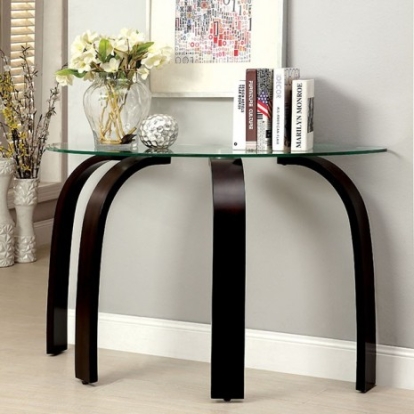 Furniture Of America Nieve Contemporary Tempered Glass, Solid Wood Dark Walnut Sofa Table | CM4311S-PK