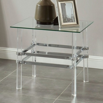 Furniture of America Trofa Contemporary Acrylic Metal Tempered Glass Chrome End Table Model CM4351E