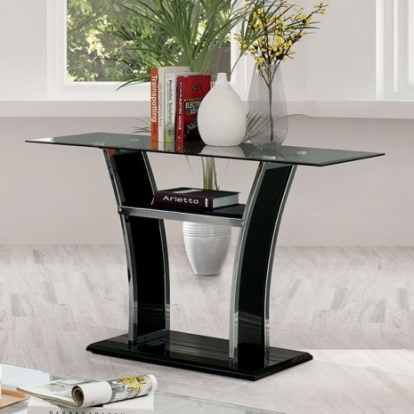 Furniture of America Staten Contemporary Acrylic Glass Metal with Wood Veneer Glossy Black-Chrome Sofa Table Model CM4372BK-S-PK