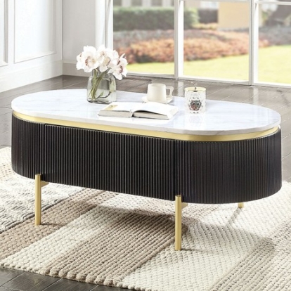 Furniture Of America Koblenz Glam Engineered Wood, Metal, Others Dark Walnut Coffee Table | CM4412WN-C