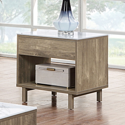 Euterpe White/Natural End Table Model CM4465E by Furniture of America