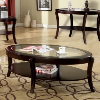 Furniture of America Finley Contemporary Glass Solid with Wood Espresso Coffee Table Model CM4488C