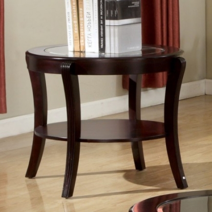 Furniture of America Finley Contemporary Glass Solid with Wood Espresso End Table Model CM4488E