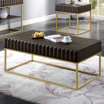 Augsburg Walnut/Gold Coffee Table Model CM4545WN-C by Furniture of America
