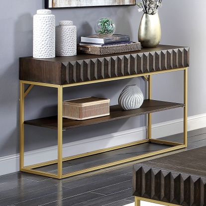 Augsburg Walnut/Gold Sofa Table Model CM4545WN-S by Furniture of America