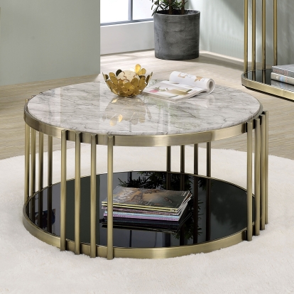 Ofelia Antique Brass/Black Coffee Table Model CM4558C by Furniture of America