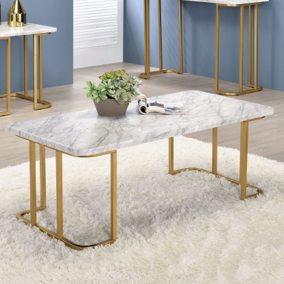 Calista Gold/White Coffee Table Model CM4564WH-C by Furniture of America