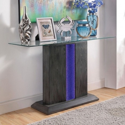 Furniture of America Rhyl Contemporary Glass Solid with Wood Gray Sofa Table Model CM4717S-PK