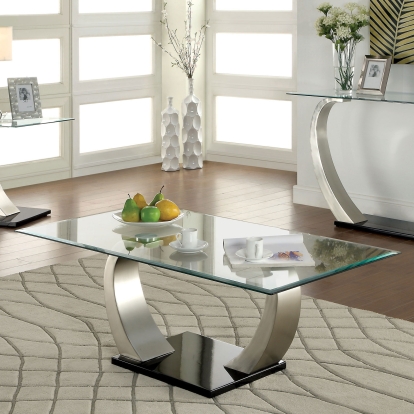 Roxo Satin Plated/Black Coffee Table Model CM4728C by Furniture of America