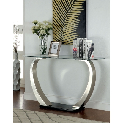 Roxo Satin Plated/Black Sofa Table Model CM4728S by Furniture of America