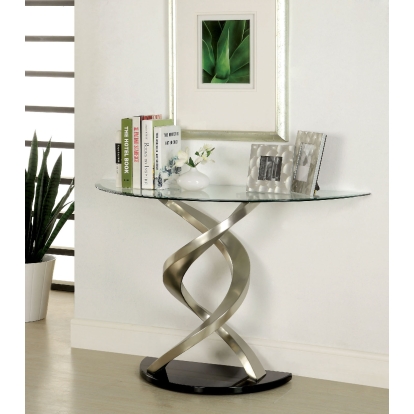 Nova Satin Plated/Black Sofa Table Model CM4729S by Furniture of America